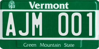 VT license plate AJM001