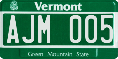 VT license plate AJM005