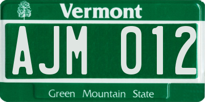 VT license plate AJM012