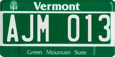 VT license plate AJM013