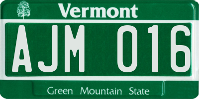 VT license plate AJM016