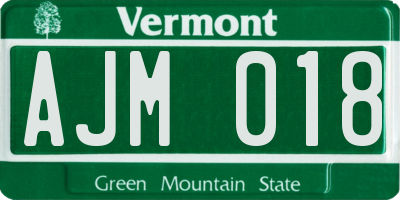 VT license plate AJM018