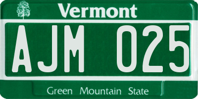 VT license plate AJM025
