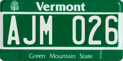 VT license plate AJM026