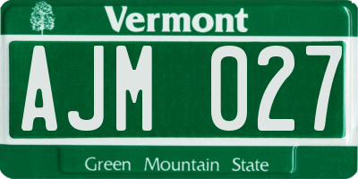 VT license plate AJM027