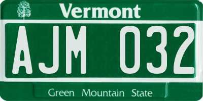 VT license plate AJM032
