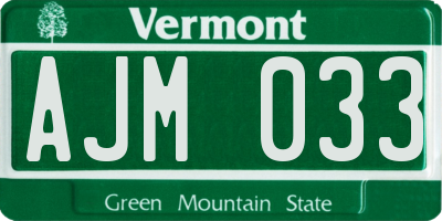 VT license plate AJM033