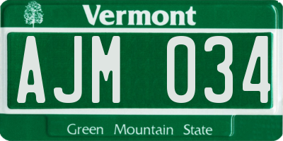 VT license plate AJM034