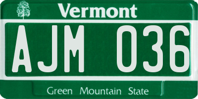 VT license plate AJM036