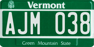 VT license plate AJM038