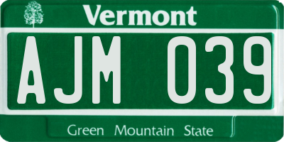 VT license plate AJM039