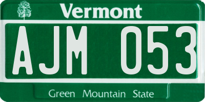 VT license plate AJM053