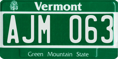 VT license plate AJM063