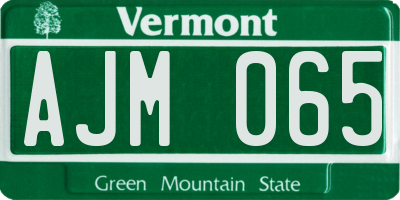 VT license plate AJM065