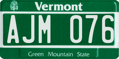 VT license plate AJM076