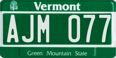 VT license plate AJM077