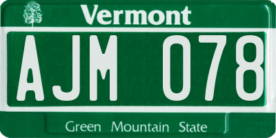 VT license plate AJM078