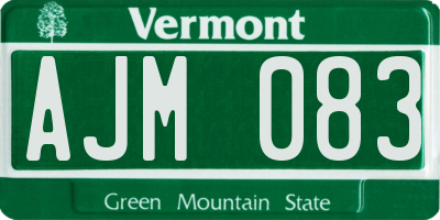 VT license plate AJM083