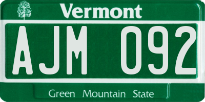 VT license plate AJM092