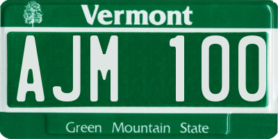 VT license plate AJM100