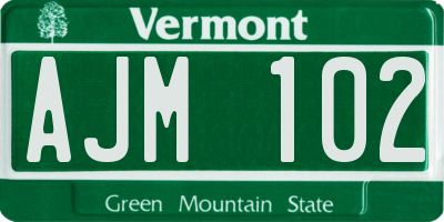 VT license plate AJM102