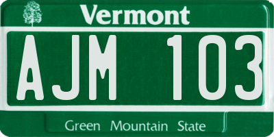 VT license plate AJM103