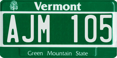 VT license plate AJM105