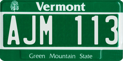 VT license plate AJM113