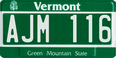 VT license plate AJM116