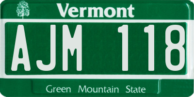 VT license plate AJM118