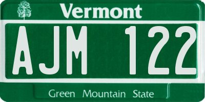 VT license plate AJM122