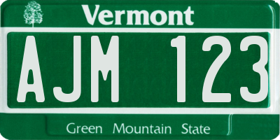 VT license plate AJM123
