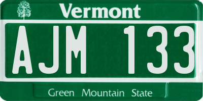 VT license plate AJM133