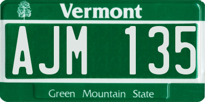 VT license plate AJM135