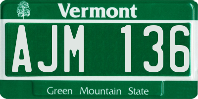 VT license plate AJM136
