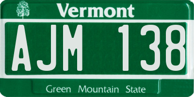 VT license plate AJM138