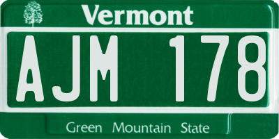 VT license plate AJM178