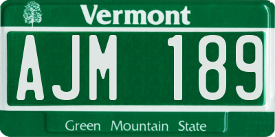 VT license plate AJM189