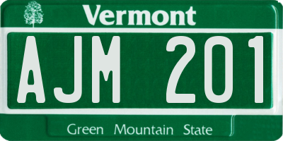 VT license plate AJM201