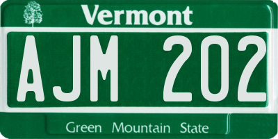 VT license plate AJM202