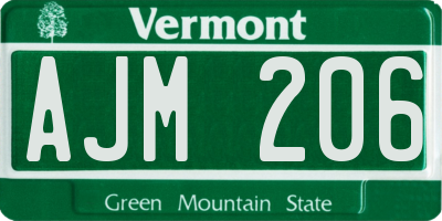 VT license plate AJM206