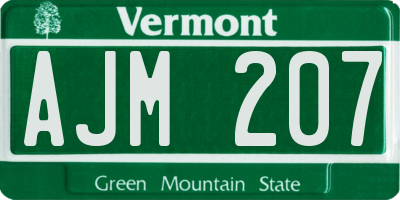 VT license plate AJM207