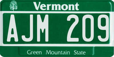 VT license plate AJM209