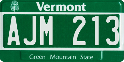 VT license plate AJM213