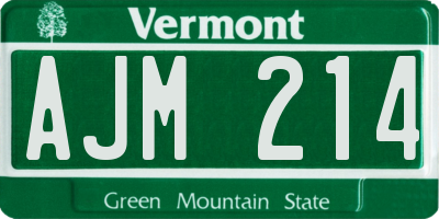 VT license plate AJM214