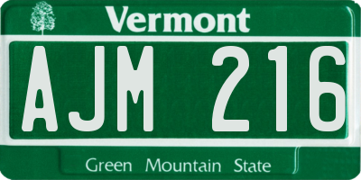 VT license plate AJM216