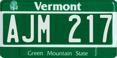 VT license plate AJM217
