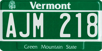 VT license plate AJM218
