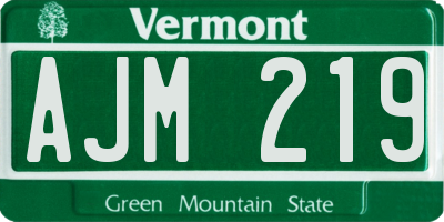 VT license plate AJM219