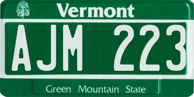 VT license plate AJM223